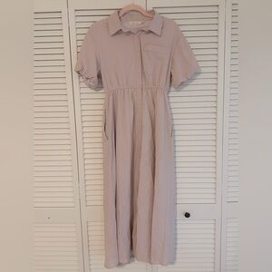 Pastel Striped Midi Shirt Dress